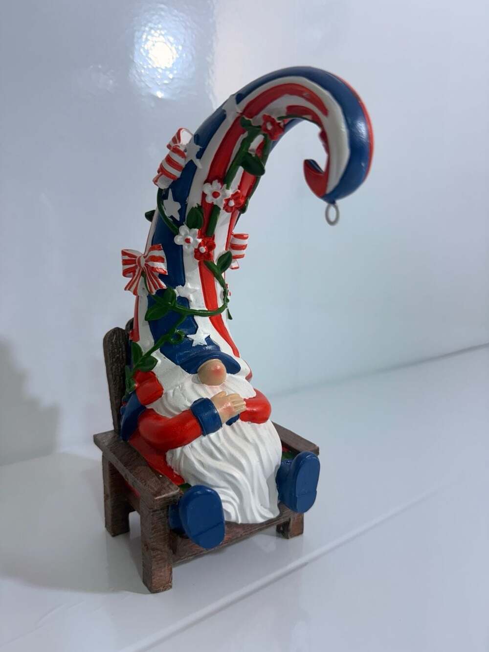 Patriotic/ Americana Polyresin Gnome with Dangling Legs Table Decor